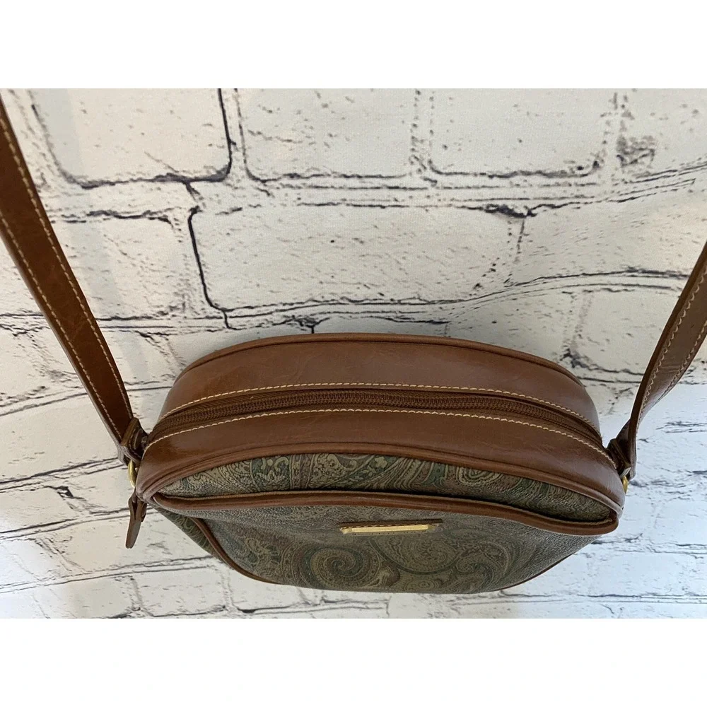 Vtg 1989's Brown Green Oatmeal Carryland Purse